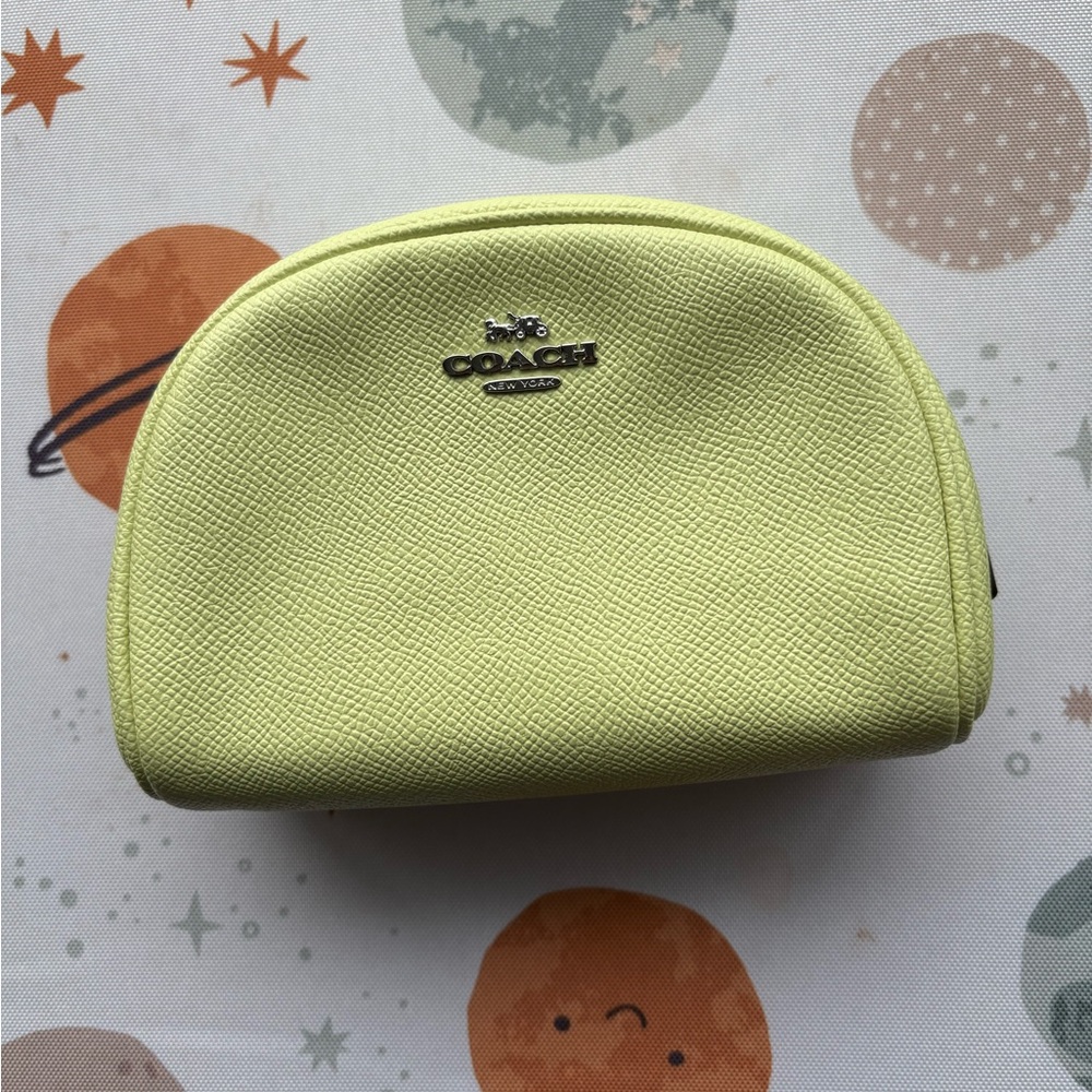 Coach Light Yellow Textured cosmetic case